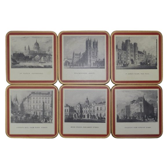Set De 6 Dessous De Verre Vintage Pimpernel - Motifs Capitales D'Europe - Occasion
